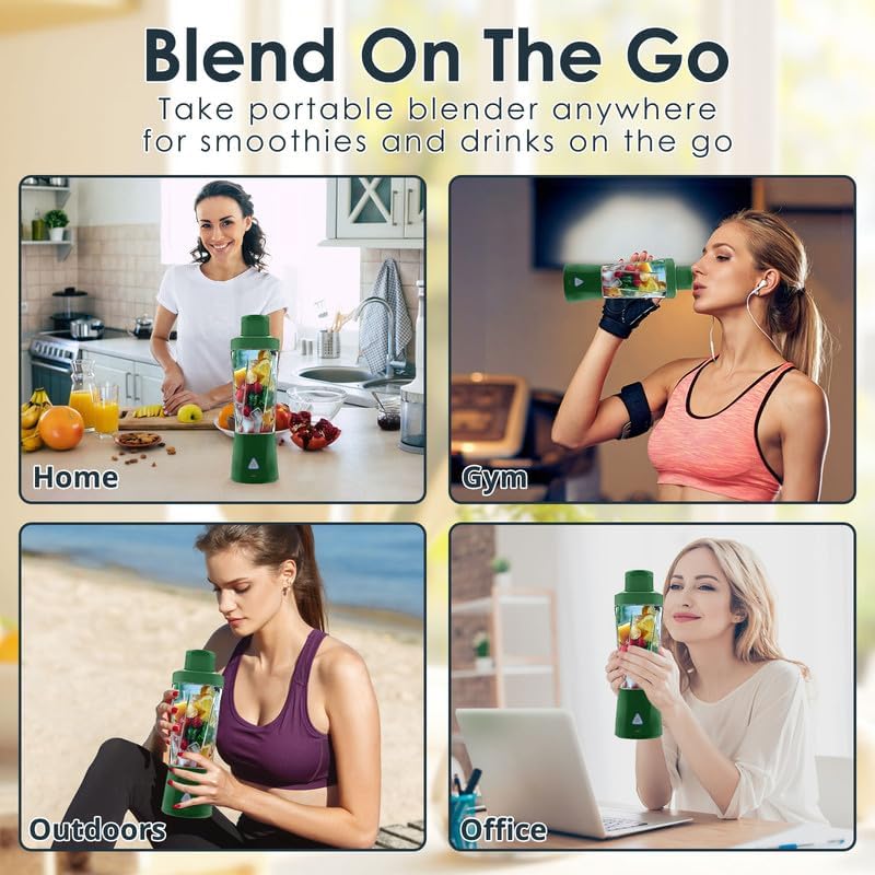 Personal Blender Wireless 24oz Cordless Mini 360 Watt Portable Blender-for Smoothies Freshly Squeezed Juices 6000mAh Self Cleaning and BPA Free Portable Juicer with 6 Sharp Blade Olive Green - Image 6
