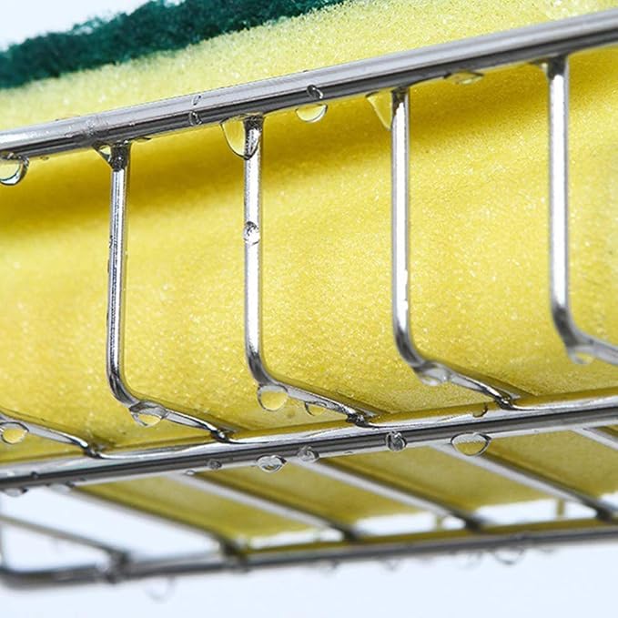 Sponge Holder for Kitchen Sink, Stainless Steel Sink Faucet Organizer Over Faucet Organizer, Detachable Sink Caddy Organizer for Kitchen Bathroom Hanging Cleaning Supplies