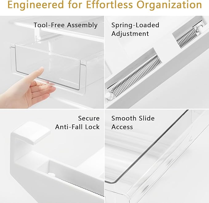 Refrigerator Organizers Storage Fridge Drawer - Pull Out Clear Storage Containers with Handle for Fruit,Deli,Cheese,Seafood,Plastic Organizer Bins Fit for Medium Refrigerator Shelf,Simple Use(1 Pack)