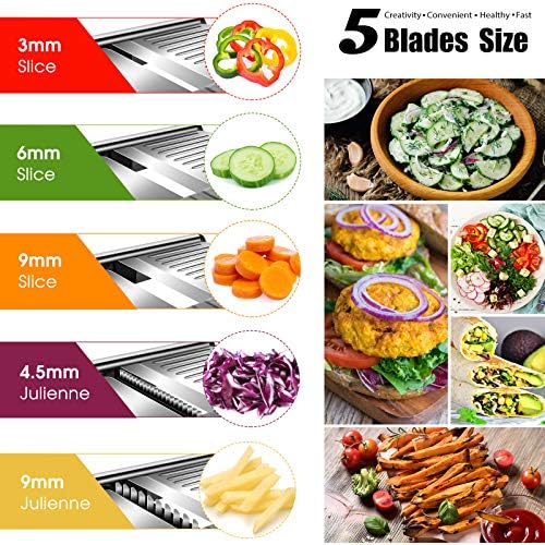 MASTERTOP 2 types Adjustable Mandoline Food Slicer Vegetable Slicer for Kitchen Julienne Slicer with Safety Gloves - Image 3