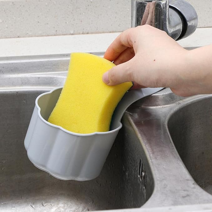 HomeSoGood 2Pcs Plastic Hanging Storage Basket Sink Drain Rack Sponge Soap Debris Rack Faucet Organizer Shelf Portable Home Kitchen Tools(3.54inch,Grey)