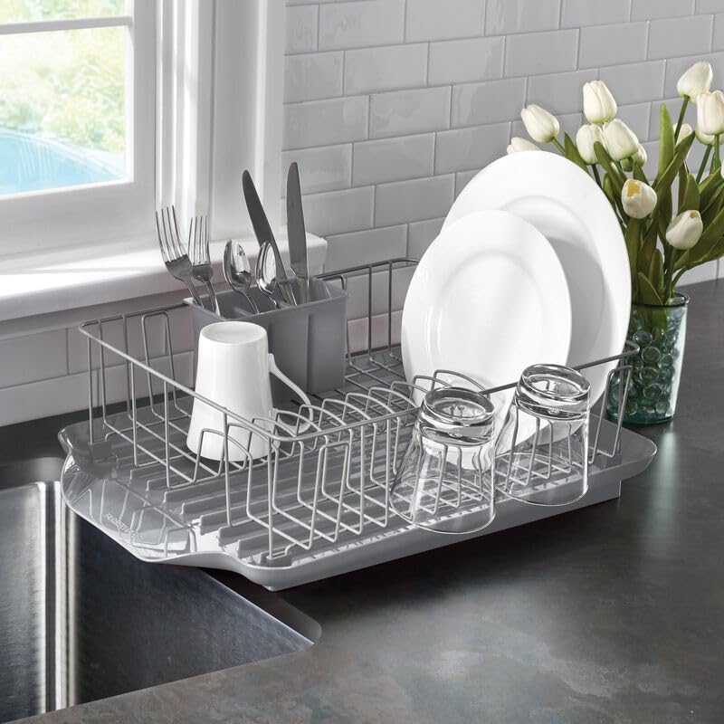 3-Piece Dish Drying Rack Set Rust-Resistant Gray
