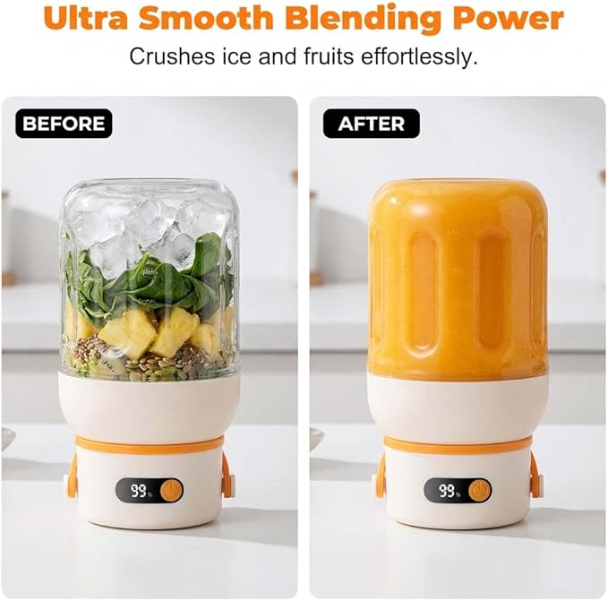 Portable Electric Juicer Cup with Zero Cord Hassle, 2026 New Digital Display Portable Wireless Juicer Cup, Extra Large Capacity with 2-In-1 Dual Lid for Office Gym Travel (35 Fl OZ)