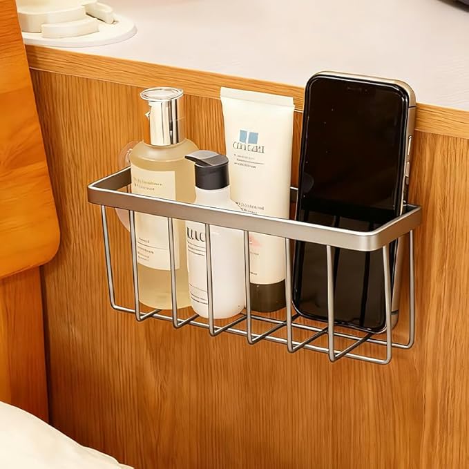 JANE'S CUTIE Kitchen Sink Sponge Holder, Kitchen Sink Sponge Rack, Sink Box, Dishwashing Soap Holder (Silver Gray)