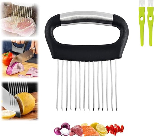 Large Onion Holder for Slicing, Extra-Large Onion Cutter Chopper, Stainless Steel Veg Slicer for Potatoes/Lemons,Eggs,Food Slicer Assistant Tool for Fruit and Meat