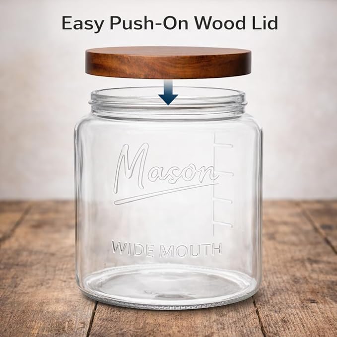 kitchentoolz Large Mason Jars with Lids – 64 oz Mason Jars Wide Mouth, 1/2 Gallon Glass Jar with Lid for Pantry Storage, Canning, Flour, Dry Goods – 2 Pack