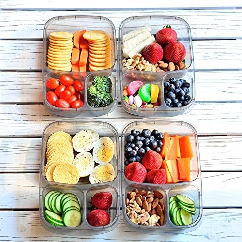 7 Sets Bento Lunch Box, Meal Prep Containers, Reusable 3 Compartment Plastic Divided Food Storage Container Boxes