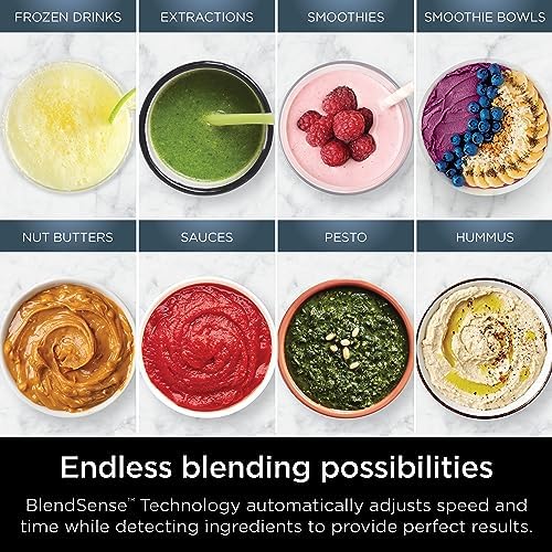 Ninja Detect Blender with Cups, BlendSense Tech, 72oz, 1800PW, Black, TB301