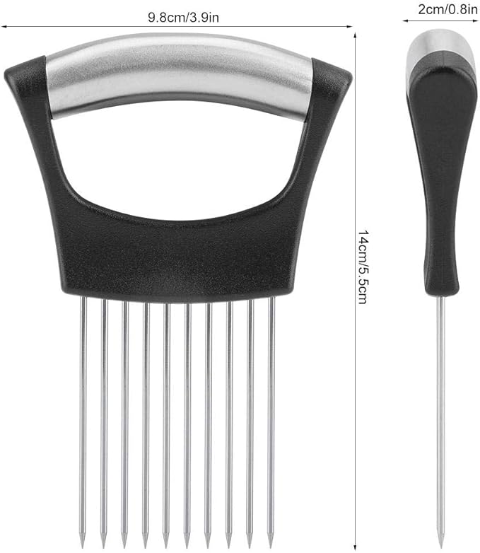 Stainless Steel Onion Holder, Fruits Veg Meat Tomato Cutter, Slicer Peeler Chopper with 10 Prongs Handy, Kitchen Gadgets Safety Cooking Tools