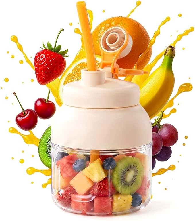 Portable Electric Juicer Cup with Zero Cord Hassle, 2026 New Digital Display Portable Wireless Juicer Cup, Extra Large Capacity with 2-In-1 Dual Lid for Office Gym Travel (21 Fl Oz)