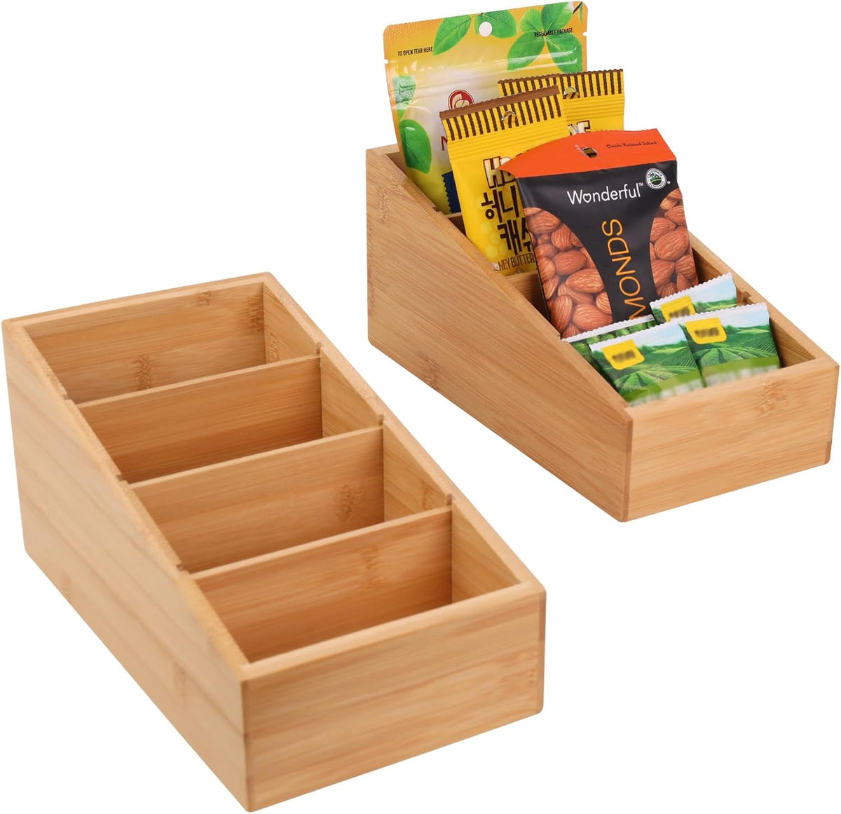 4-Section Snack Organizer with Removable Dividers for Kitchen 2 Pack