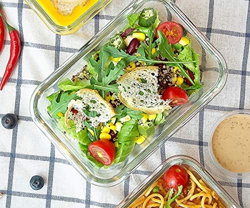 10 Pack Glass Food Storage Container with Lids,Gray