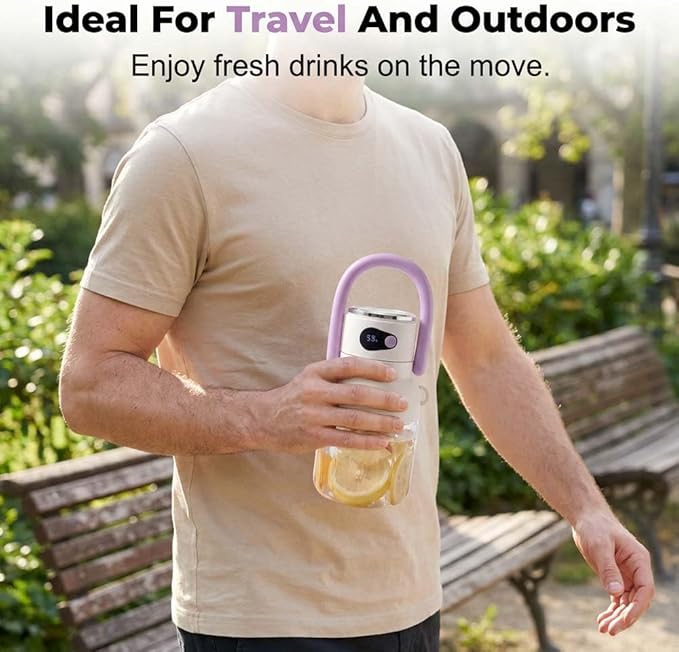 Portable Personal Blender, 33oz BPA-Free Travel Juicer Cup, 18000RPM Cordless Electric Blender for Smoothies Shakes, USB-C Rechargeable Leakproof Bottle with Sip Lid, Detachable Easy to Clean (Purple)