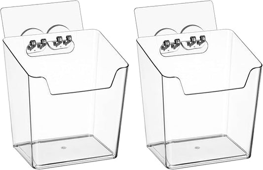 2-Pack Kitchen Cabinet Door Organizer Adhesive, Hanging Storage Bins, Stick on Wall Storage Container, Bathroom Floating Bins Wall Mounted Organizer Under Sink Caddy for Pantry Storage, Office, Dorm