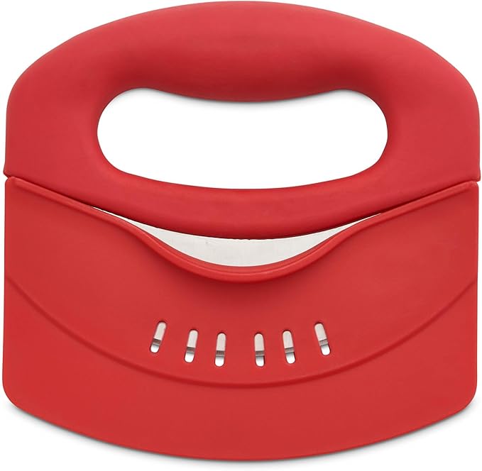 HIC Kitchen Soft-Grip Rocking Salad Herb Chopper, Stainless Steel Blade with Safety Blade Cover