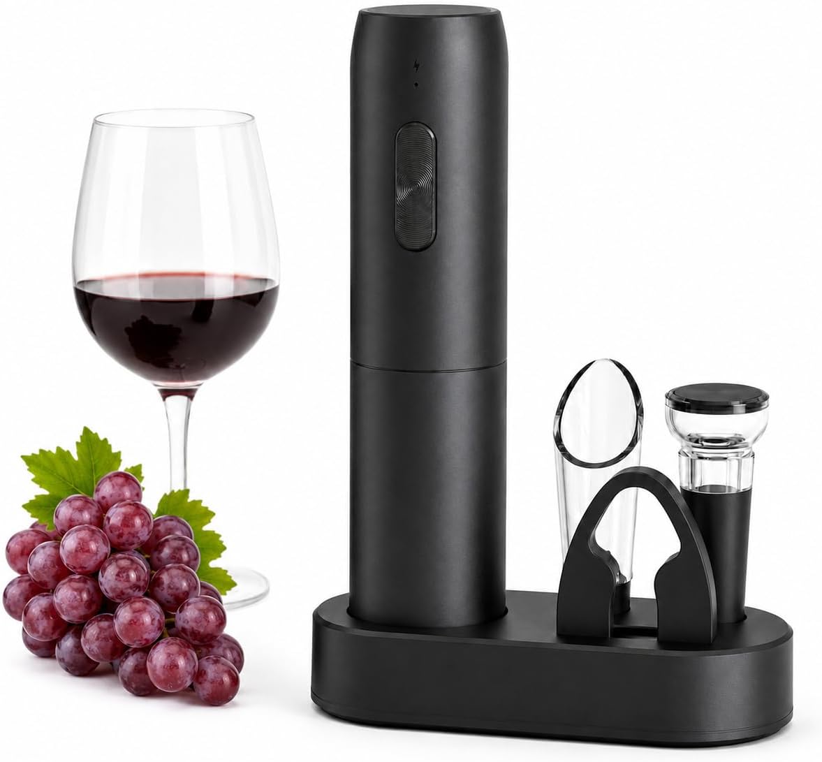 Rechargeable Electric Wine Opener Set with Charging Base & Accessories