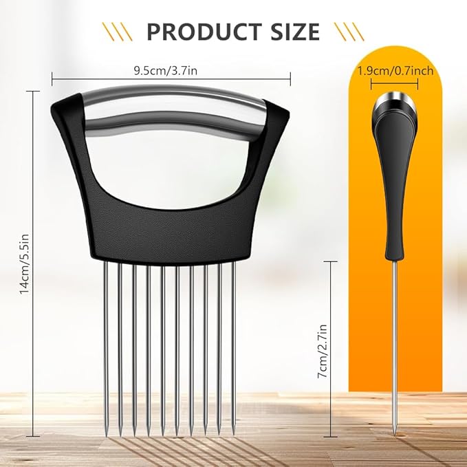 Onion Holder for Slicing, Stainless Steel Onion Slice Holder, Lemon Slicer Vegetable Cutter, Chopper Slicing Assistant for Meat, Onion, Potato, Tomato - Kitchen Tool (1 Piece)