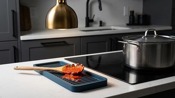 Silicone Sink and Surface Organizer Tray, Sponge Holder, Vanity Tray, Trivet, Heat Safe, Dishwasher Safe, for Bathroom and Kitchen Organization (Light Grey, 9"x3.5")