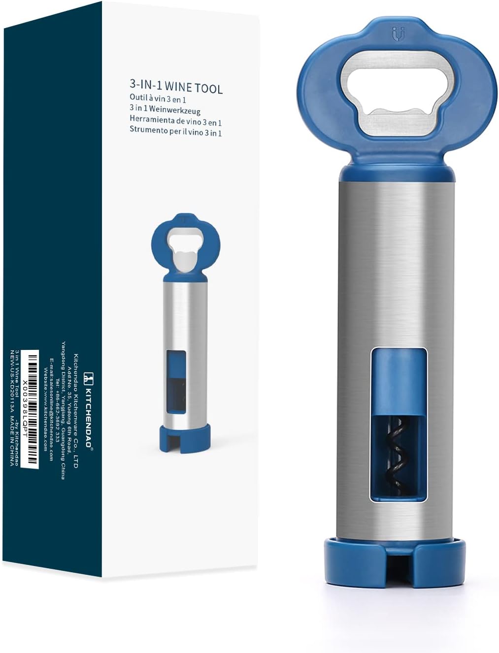 3 in 1 Wine Bottle Opener Corkscrew with Foil Cutter, Beer Bottle Opener with Magnetic Cap Catcher, Works Easily Like Electric Opener, Wine Corkscrew, Gifts for Men and Women