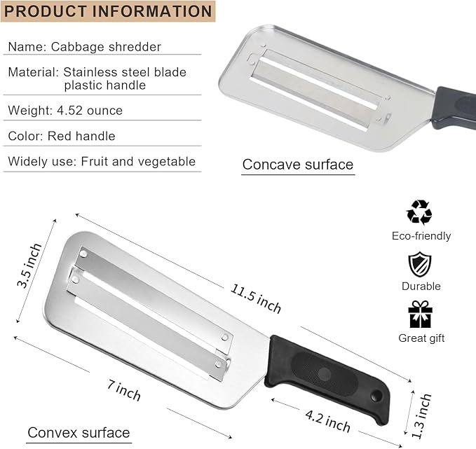 Cabbage Shredder for Coleslaw Sauerkraut cabbage slicer Cutter Chopper kitchen Knife Cabbage Peeler Lettuce Shredder lettuce Knife Cabbages Graters for Kitchen Fruit Vegetable Slicer Mandoline Slicers