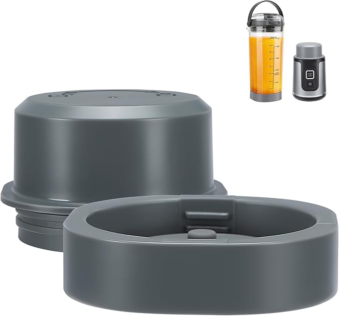 Replacement Blade Cover & Vessel Cap for Ninja Blast Portable Blender BC100/BC151, Parts & Accessories, Leakproof Food-Grade Dishwasher Safe (Gray)