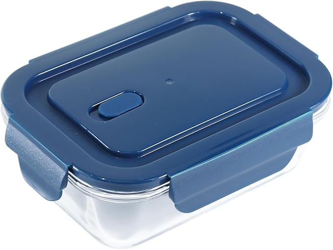4Pack 13oz/0.37L Glass Meal Prep Containers with Lids, Glass Storage Containers with Lids, BPA-Free, Pantry Organizers and Storage, Freezer to Oven Safe (Blue)