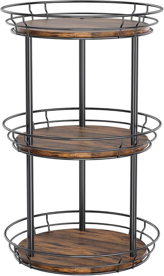 LAMU 10'' Lazy Susan Turntable Organizer, 3 Tier Round Rotating Spice Rack Organization for Kitchen Cabinet and Countertop