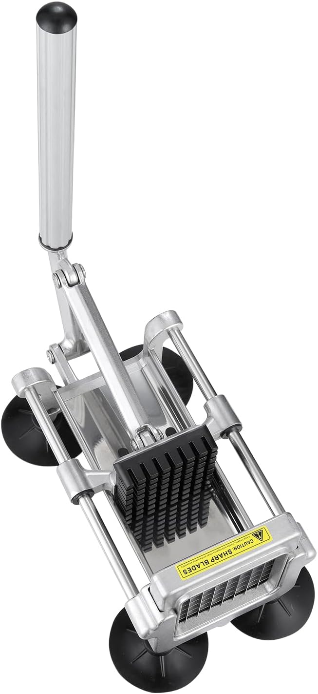 VEVOR French Fry Cutter, Potato Slicer with 1/2-Inch and 3/8-Inch Stainless Steel Blades, Manual Potato Cutter Chopper with Suction Cups, Great for Potato, French Fries, Cucumber, Vegetables, Carrot