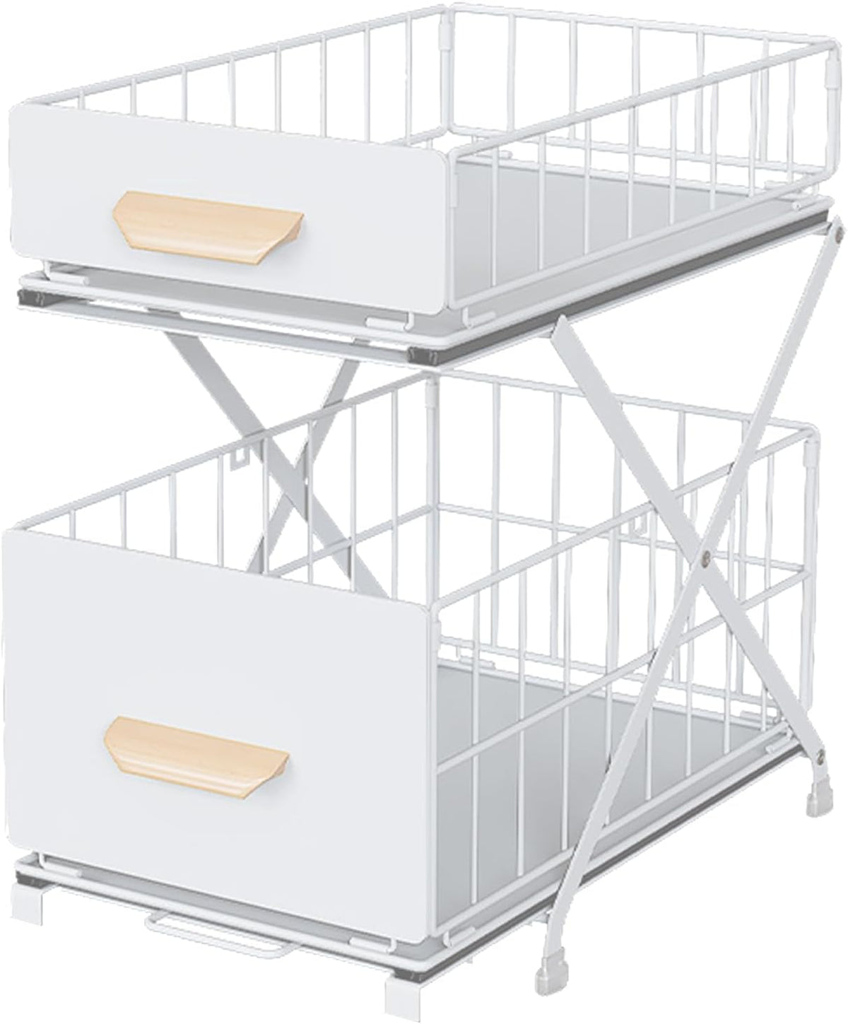 2 Tier Pull Out Cabinet Organizer, Under Sink Organizer, White
