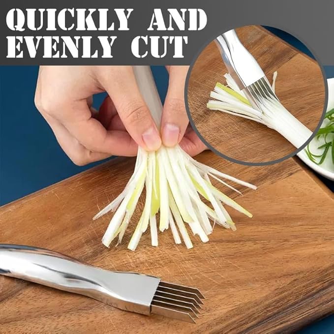 Shred Silk The Knife, 2024 New Stainless Steel Chopped Green Onion Knife, Food Speedy Chopper, Sharp Scallion Shredding Cutter, Kitchen Vegetable Cutter Household Multifunctional Food Slicer(5pcs)