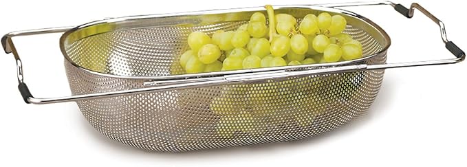 RSVP International Precision Pierced In-Sink Drainer, Square, Stainless Steel