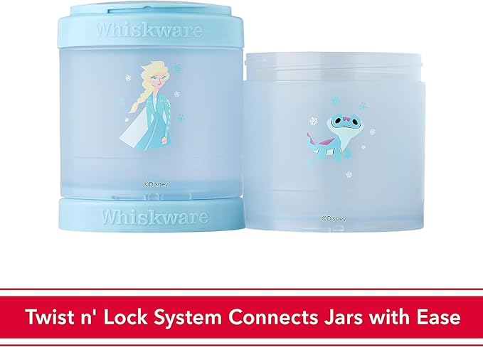 Whiskware Disney Princess Stackable Snack Containers for Kids and Toddlers, 3 Stackable Snack Cups for School and Travel, Frozen Elsa, Anna, Olaf, and Bruni (Pack of 2)