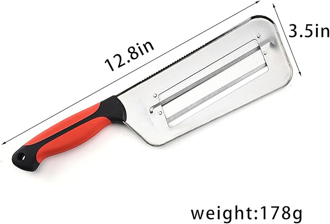 Stainless Steel Vegetable Cutter, Cabbage Shredder, Upgraded Double-Layer Slicer for Sauerkraut, Kitchen Knife with Sharp Blades for Slicing, Grating & Shredding (1 Pcs-Black-Red)