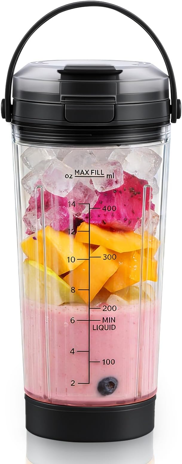 18 oz Blending Vessel Accessories Compatible with Ninja Blast Portable Blender, Blender Cup with Sip & Seal Lid, Replacement for Ninja Blast BC151BK BC151NV BC151CR BC151ND BC151EM (Black)