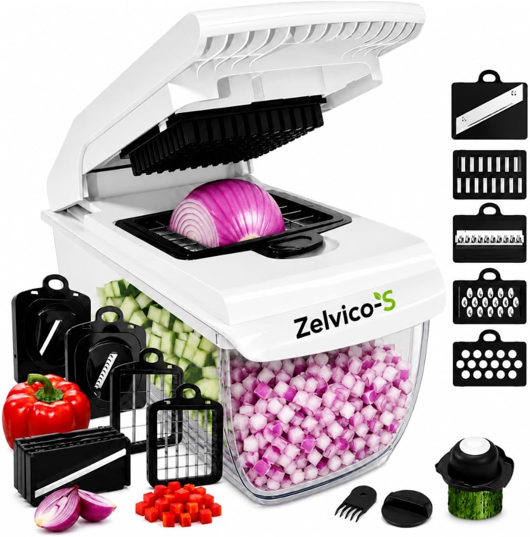 18-in-1 Vegetable Chopper, Veggie Chopper & Onion Cutter with Container, Food Chopper & Dicer, Multifunctional Vegetable Slicer, Mandoline Slicer & Grater, Kitchen Gadgets for Meal Prep