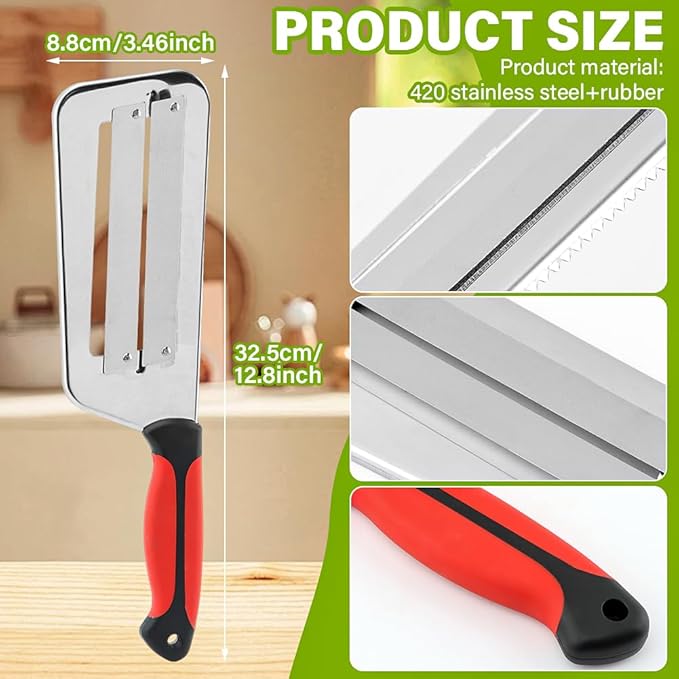Cabbage Shredder Lettuce Chopper Lettuce Shredder Stainless Steel Cabbage Slicer for Kitchen Fruit Vegetable Slicer(Red)