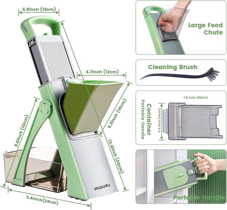 Safe Mandoline Slicer for Kitchen, Standing Vegetable Chopper & Julienne - Image 3