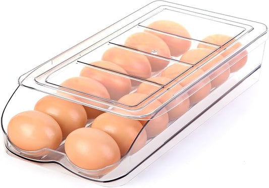 Egg Holder for Fridge, Automatic Rolling Egg Container for Refrigerator, 1 Tier