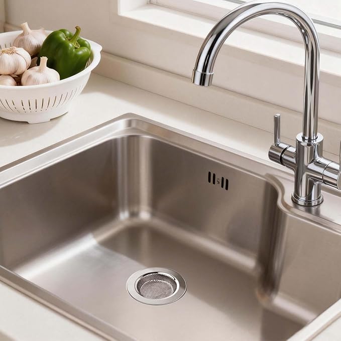Chefbee Kitchen Sink Drain Strainer - 4 Pack Stainless Steel Sink Drain Cover Filter Food Catcher Basket with Wide Rim 4.4”, Kitchen Accessories