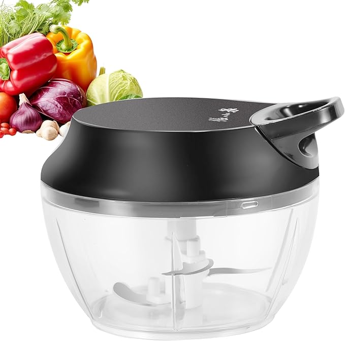 Manual Vegetable Chopper Hand String Garlic Mincer Onion Cutter Manual Food Processor for Ginger, Chili, Fruit, Meat, Nuts Food Chopper 550ml