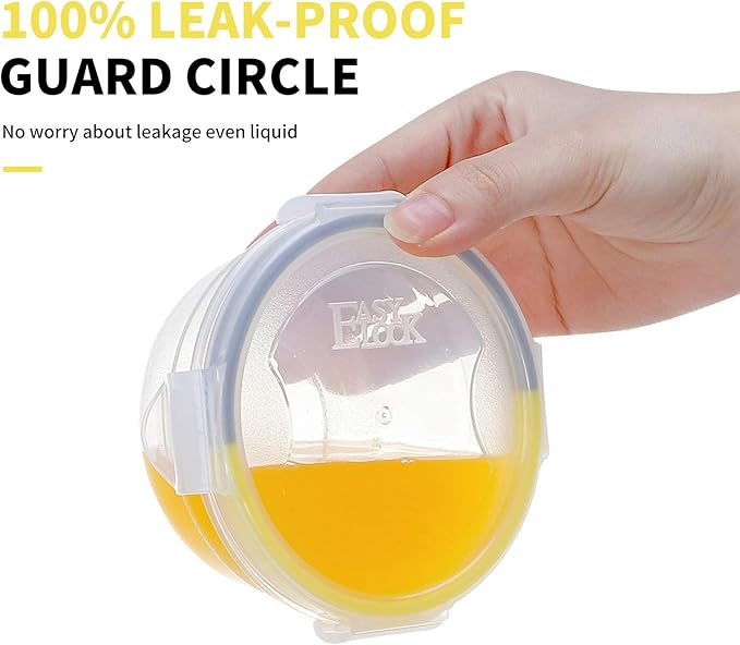 KIGI Small Plastic Bowls with Lid, Leakproof Round Food Storage Container Set for Meal Prep, Snack & Lunch, 4-Sided Locking Lid, Airtight, 10 oz / 1.25 Cup, 12 Piece Set