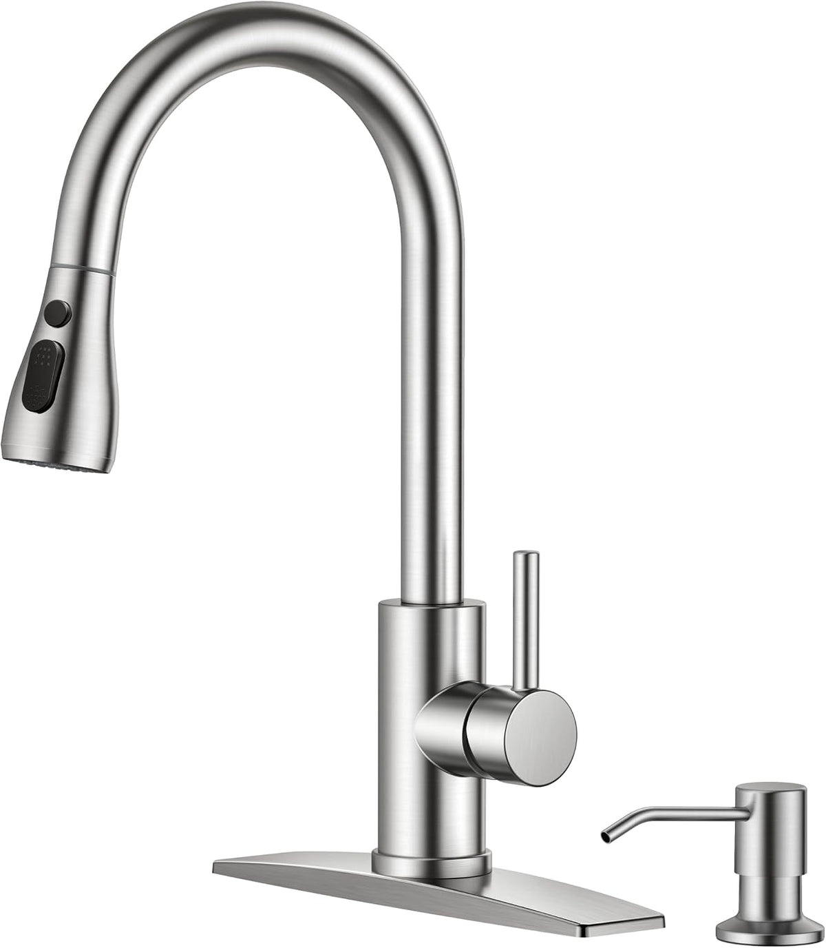 Kitchen Faucet with Soap Dispenser, Single Handle, Brushed Nickel