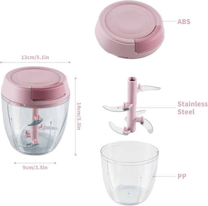 Manual Food Chopper Vegetable Cutter Onions Cutter Garlic Dicer Grinder Veggie Chopper with Container 900ML