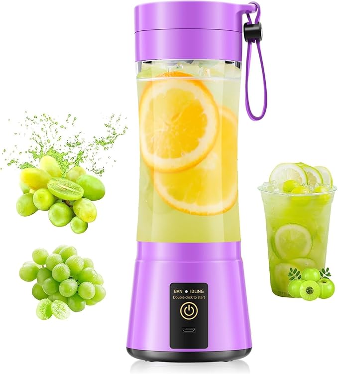 Portable Blender Personal Size Blender - 12 Oz Travel Cup Make Shakes and Smoothies, Cordless & USB Rechargeable, Freshly Squeezed in Picnic/Sports/Office