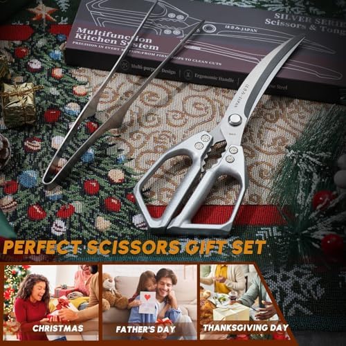 Kitchen Scissors and Cooking Tong, Kitchen Shears Set All Purpose