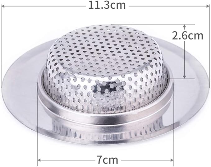 CORNERJOY 4.5 Inch Diameter Rim Heavy Duty Stainless Steel Kitchen Sink Basket Strainer, Large (Pack of 2)