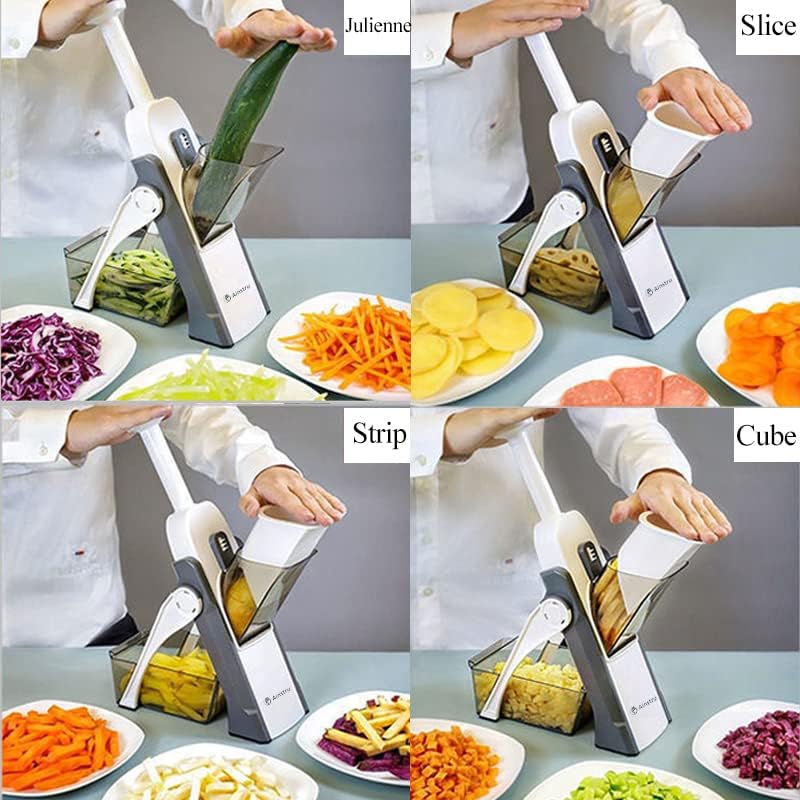 Vegetable Chopper Mandoline Slicer Adjustable Vegetable Cutter Safe Multi-purpose Food Vegetable Slicer for Kitchen (Gray) - Image 4