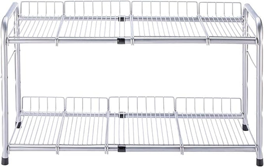 2 Tier Under Sink Organizers and Storage Rack Expandable Cabinet Shelf