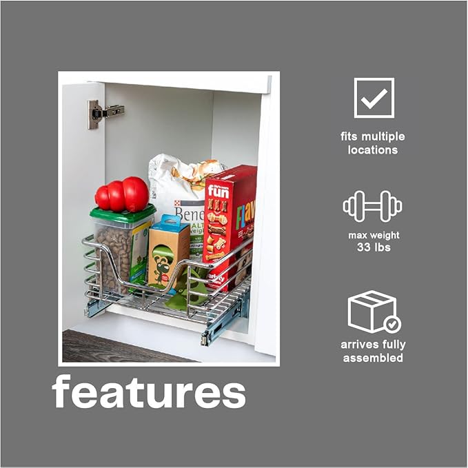 Household Essentials Chrome-Plated Steel Under-Cabinet Pull-Out Organizer