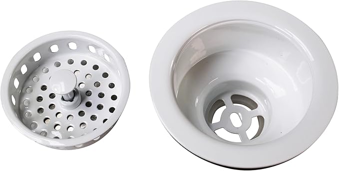 Westbrass D2145-50 3-1/2" Post Style Large Kitchen Sink Basket Strainer, Powder Coat White (2-Pack)